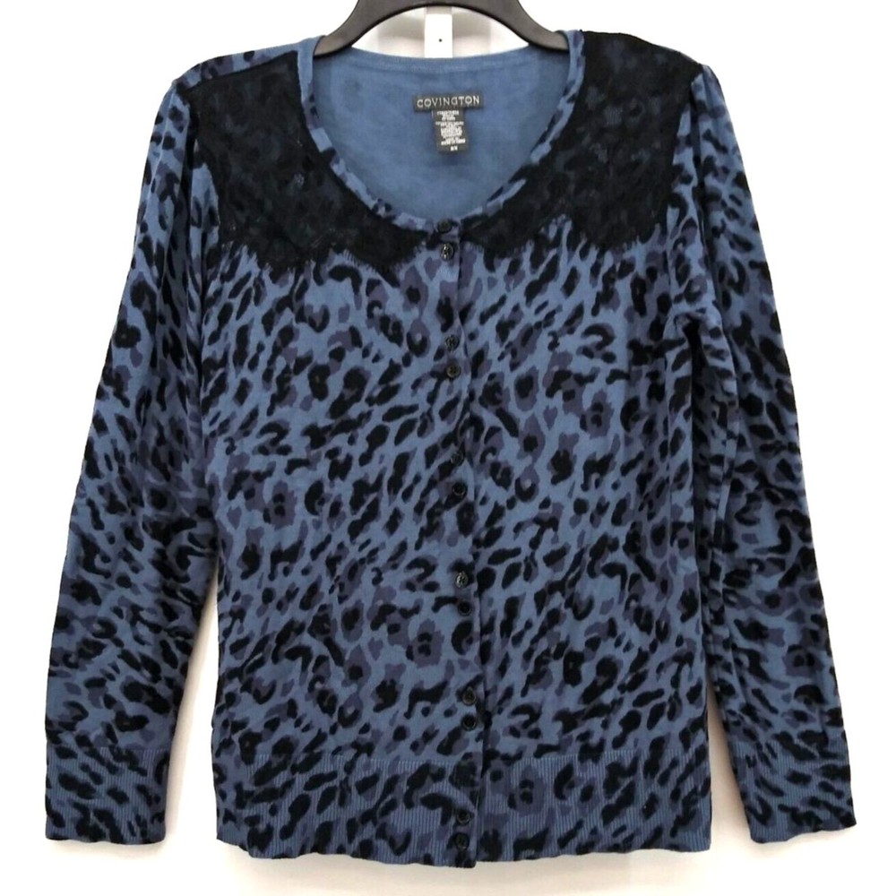 Covington Sweater Women's Size M Blue Long Sleeve Cardigan Top